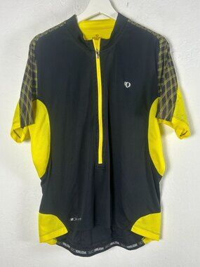 Pearl Izumi Elite Series Cycling Jersey Short Sleeve Black Yellow Zip Pullover
